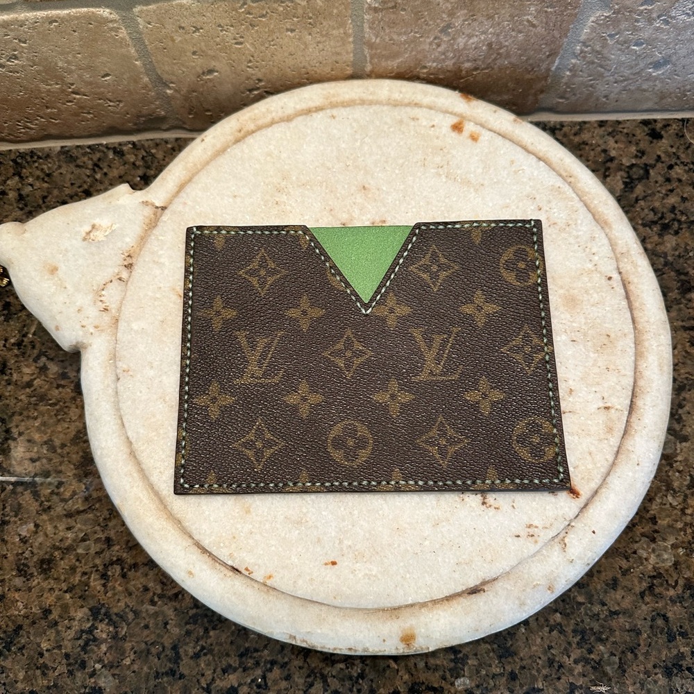 Large Leather & Monogram Envelope Clutch/ Organizer 6.5x5
